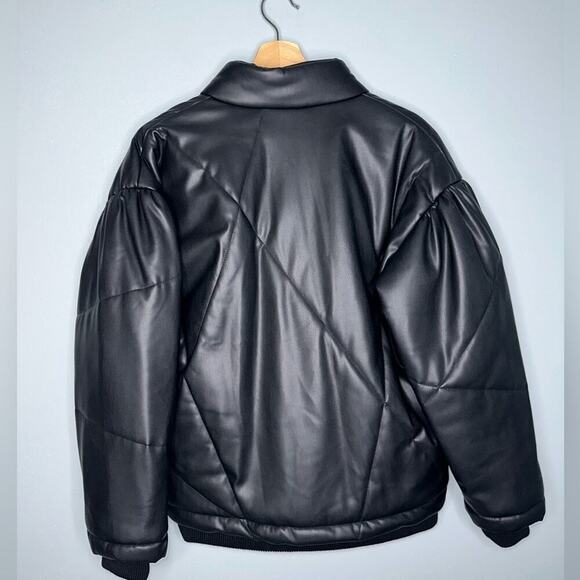 Sea New York Vegan Leather Quilted Jacket Women's Size Small in Black Oversized - Picture 4 of 11